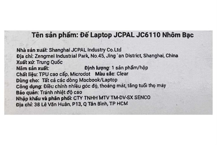 Đế Laptop JCPAL JCP6110 Nhôm Bạc Màu Bạc