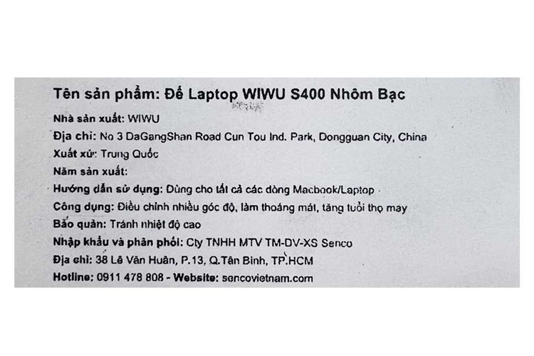 Đế Laptop WIWU S400 Nhôm Bạc Màu Bạc