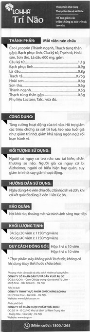 Lohha Trí Não giảm triệu chứng sa sút trí tuệ