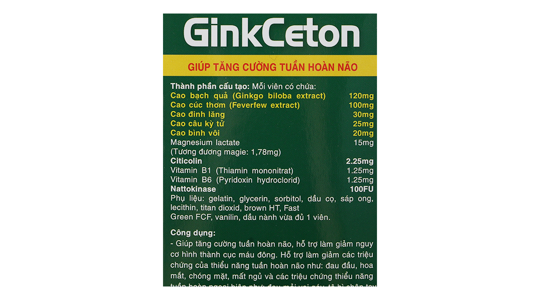 GinkCeton giúp tăng cường tuần hoàn não