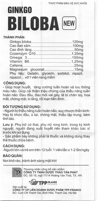 Ginkgo Biloba New tăng cường lưu thông máu não