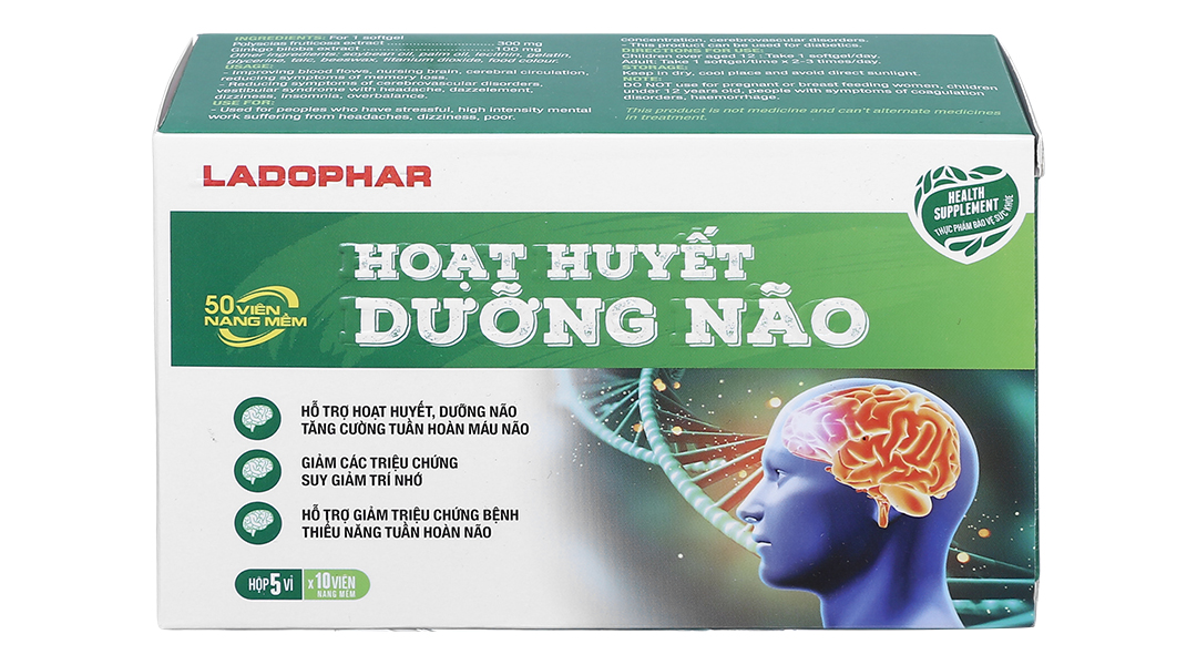Ladophar Hoạt Huyết Dưỡng Não tăng cường tuần hoàn máu não