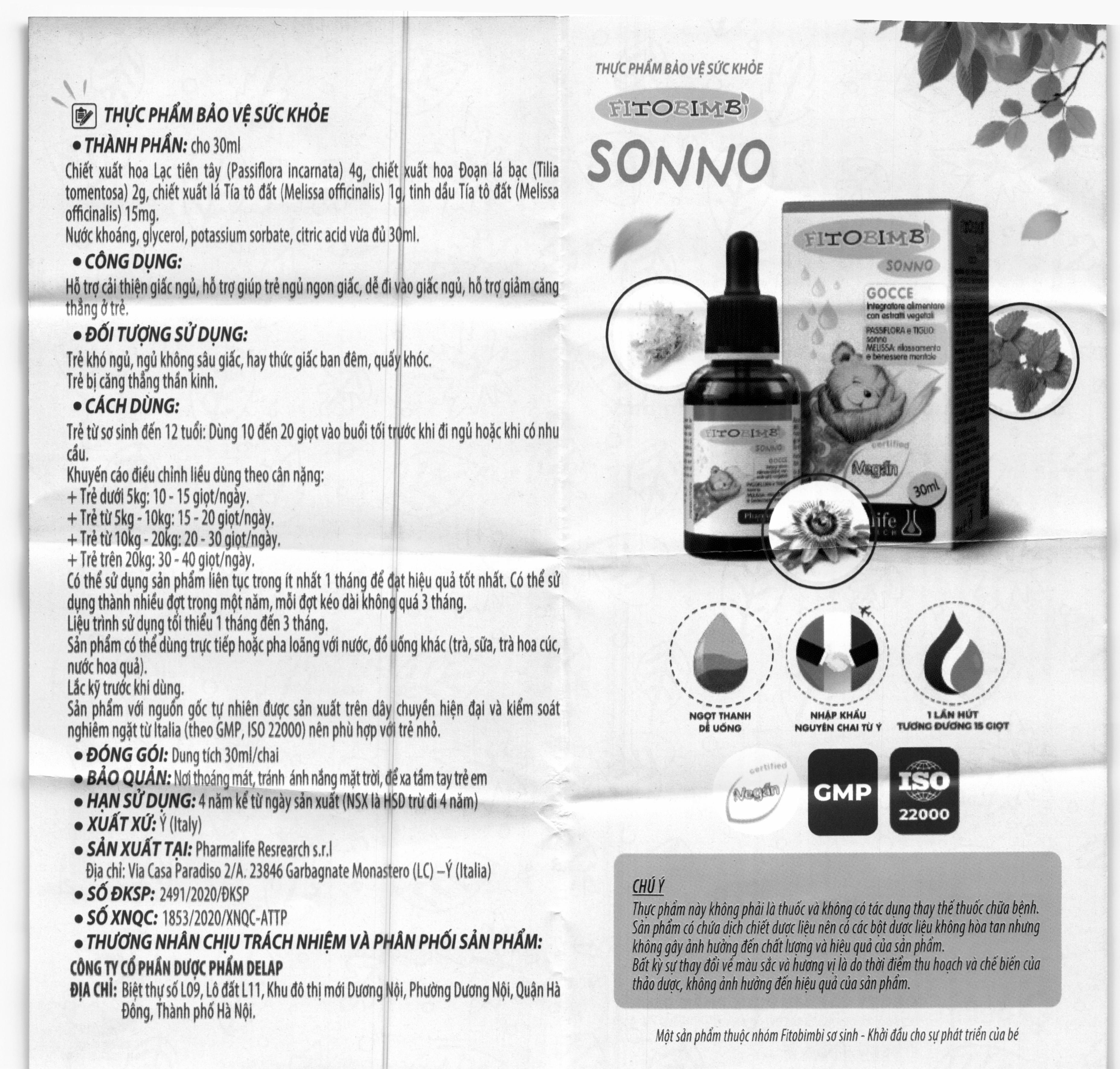 Thực phẩm bảo vệ sức khỏe Fitobimbi Sonno - 8