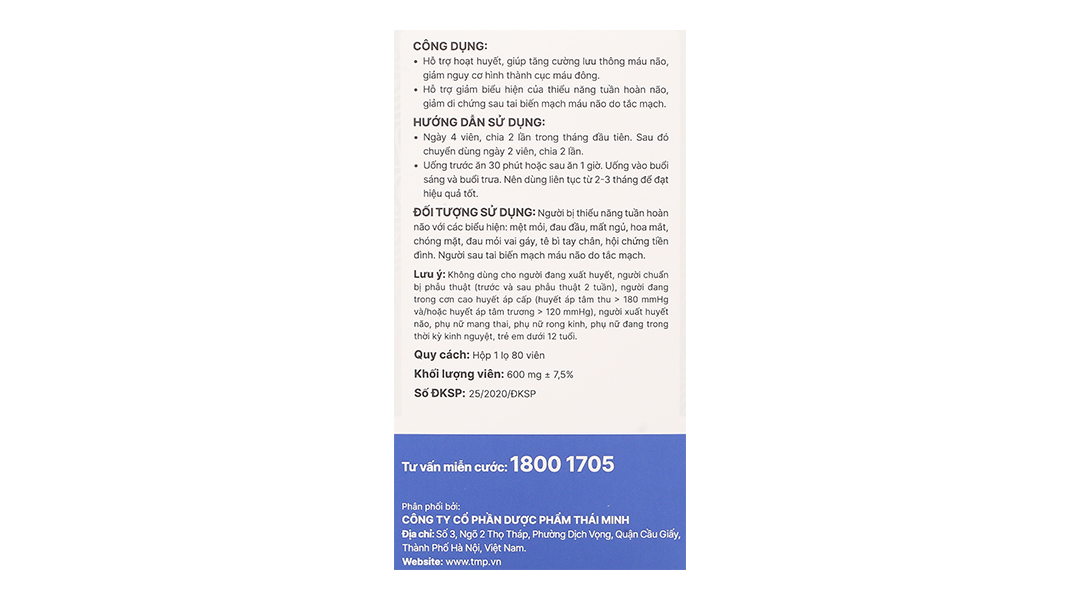 Thực phẩm bảo vệ sức khoẻ Dưỡng Não Thái Minh - 22