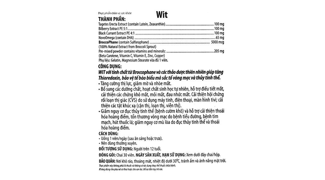 Thực phẩm bảo vệ sức khoẻ: Wit - 8