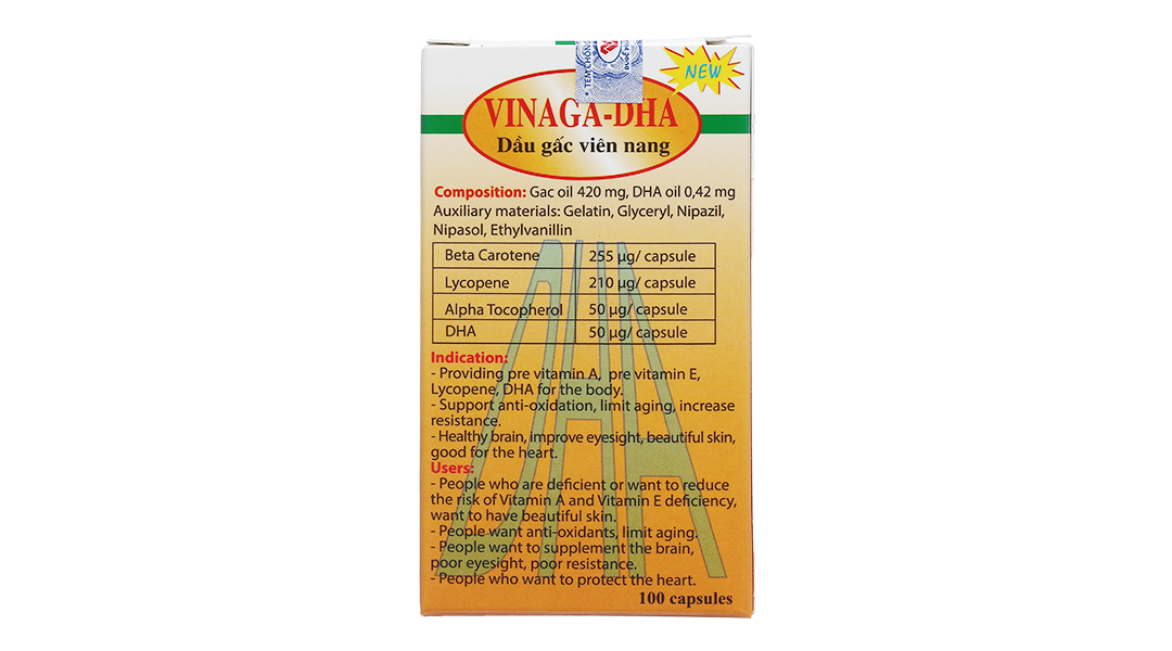 Dầu gấc Vinaga-DHA chống oxy hóa, tăng cường thị lực