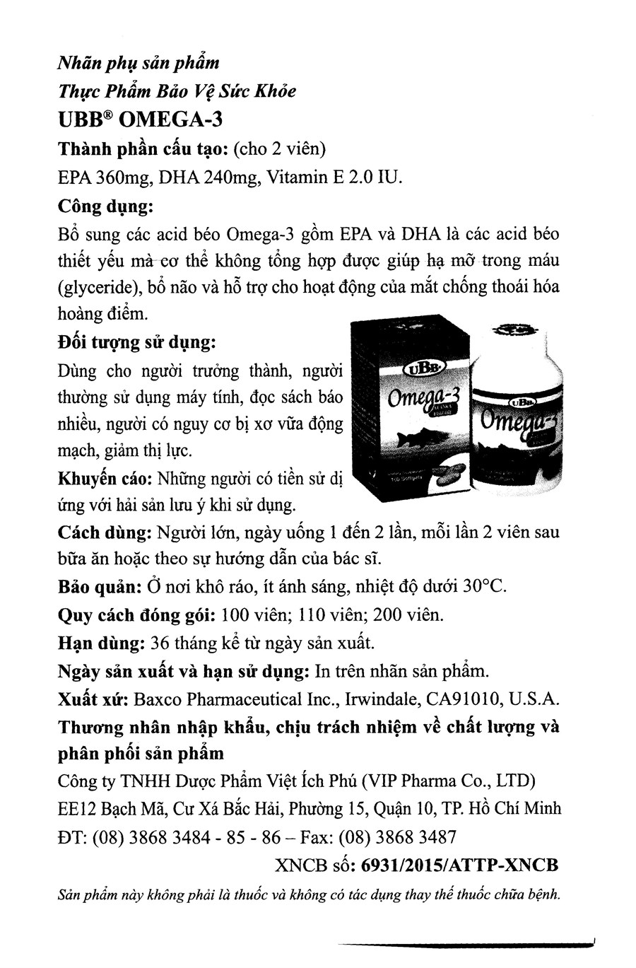 UBB Omega-3 hỗ trợ giảm mỡ máu, phát triển não bộ