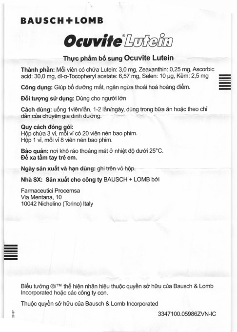 Ocuvite Lutein bổ mắt, ngừa thoái hóa hoàng điểm