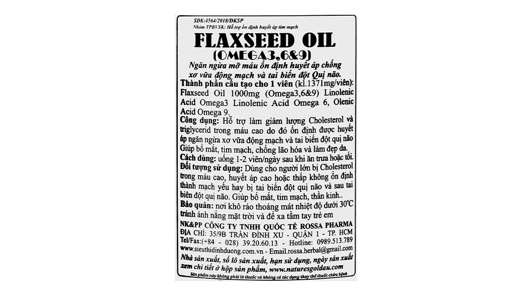 Nature's Gold Flaxseed Oil giảm mỡ máu, bổ mắt