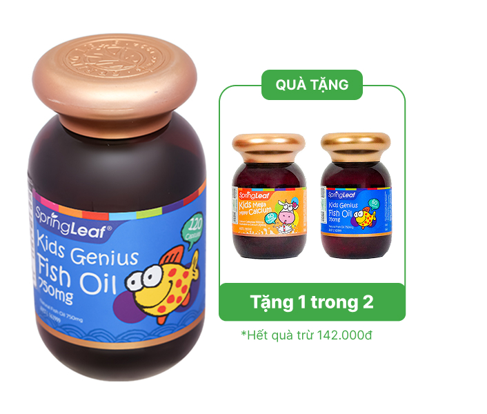 Thực phẩm bảo vệ sức khỏe Springleaf Kids Genius Fish Oil 750Mg hộp 120 ...