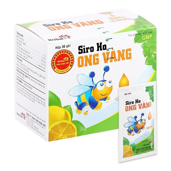 Siro Ong Vàng hỗ trợ giảm ho, đau rát họng hộp 30 gói x 5ml