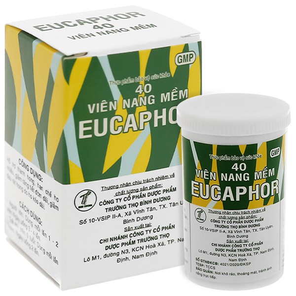 Eucaphor hỗ trợ giảm ho, đau rát họng hộp 40 viên