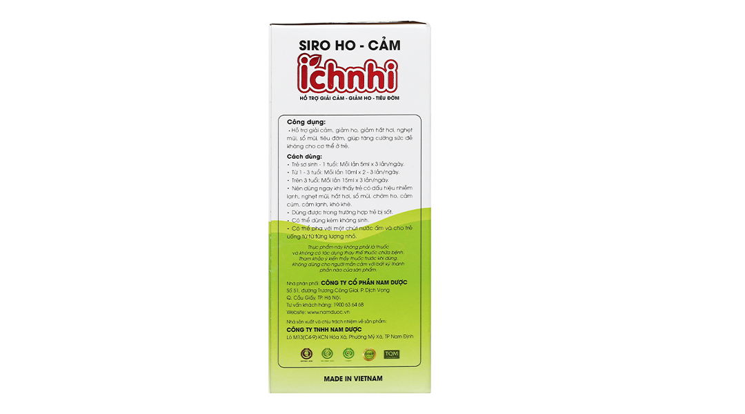 Siro ho cảm Ích Nhi hỗ trợ giảm ho, tăng đề kháng