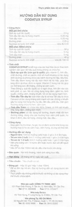 Siro Codatux hỗ trợ giảm ho, đau rát họng