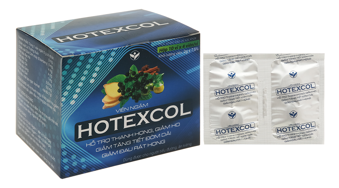 Viên ngậm Hotexcol hỗ trợ giảm ho, đau rát họng