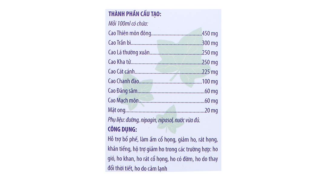 Siro CTT Global hỗ trợ giảm ho, bổ phổi