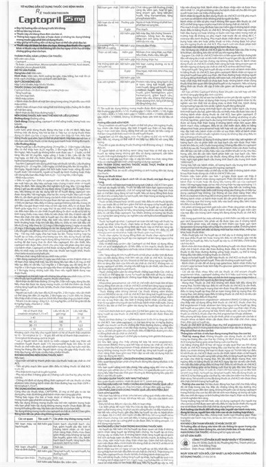 Captopril Domesco 25mg trị tăng huyết áp, suy tim