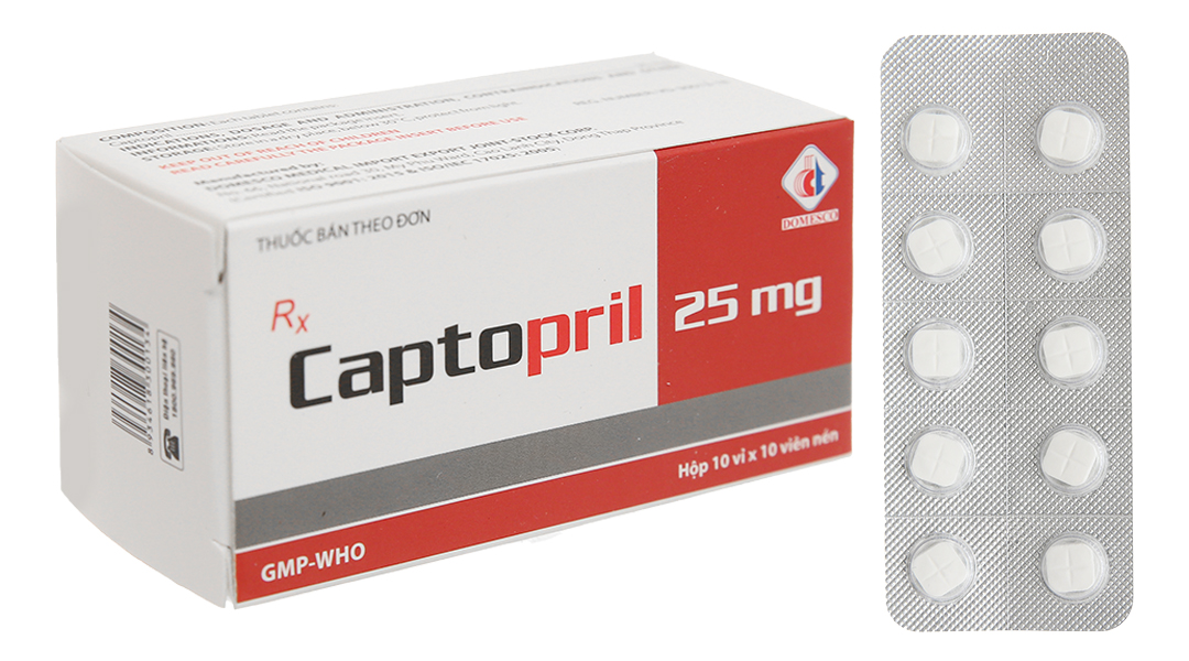 Captopril Domesco 25mg trị tăng huyết áp, suy tim