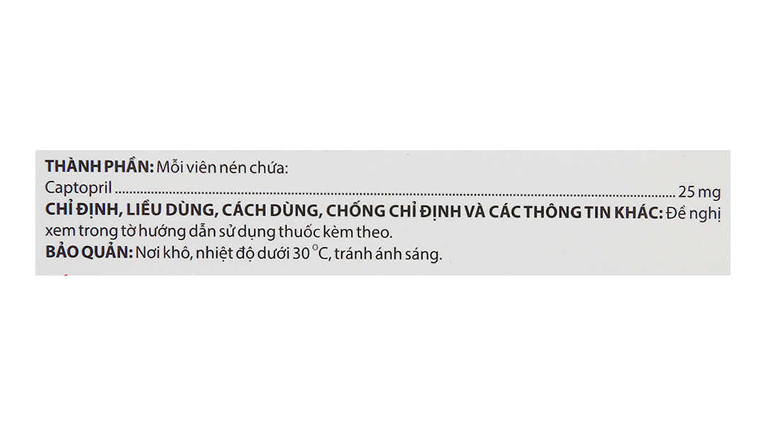 Captopril Domesco 25mg trị tăng huyết áp, suy tim