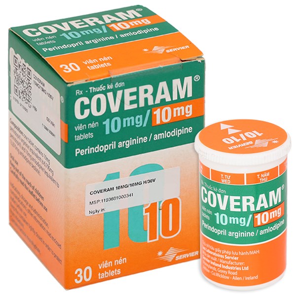 Coveram 10mg/10mg trị tăng huyết áp, mạch vành