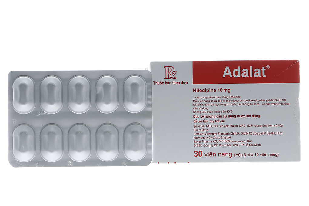 Adalat 10mg trị tăng huyết áp, đau thắt ngực (3 vỉ x 10 viên) chính hãng,  giao nhanh trong 2 giờ - 02/2023|Nhathuocankhang.com