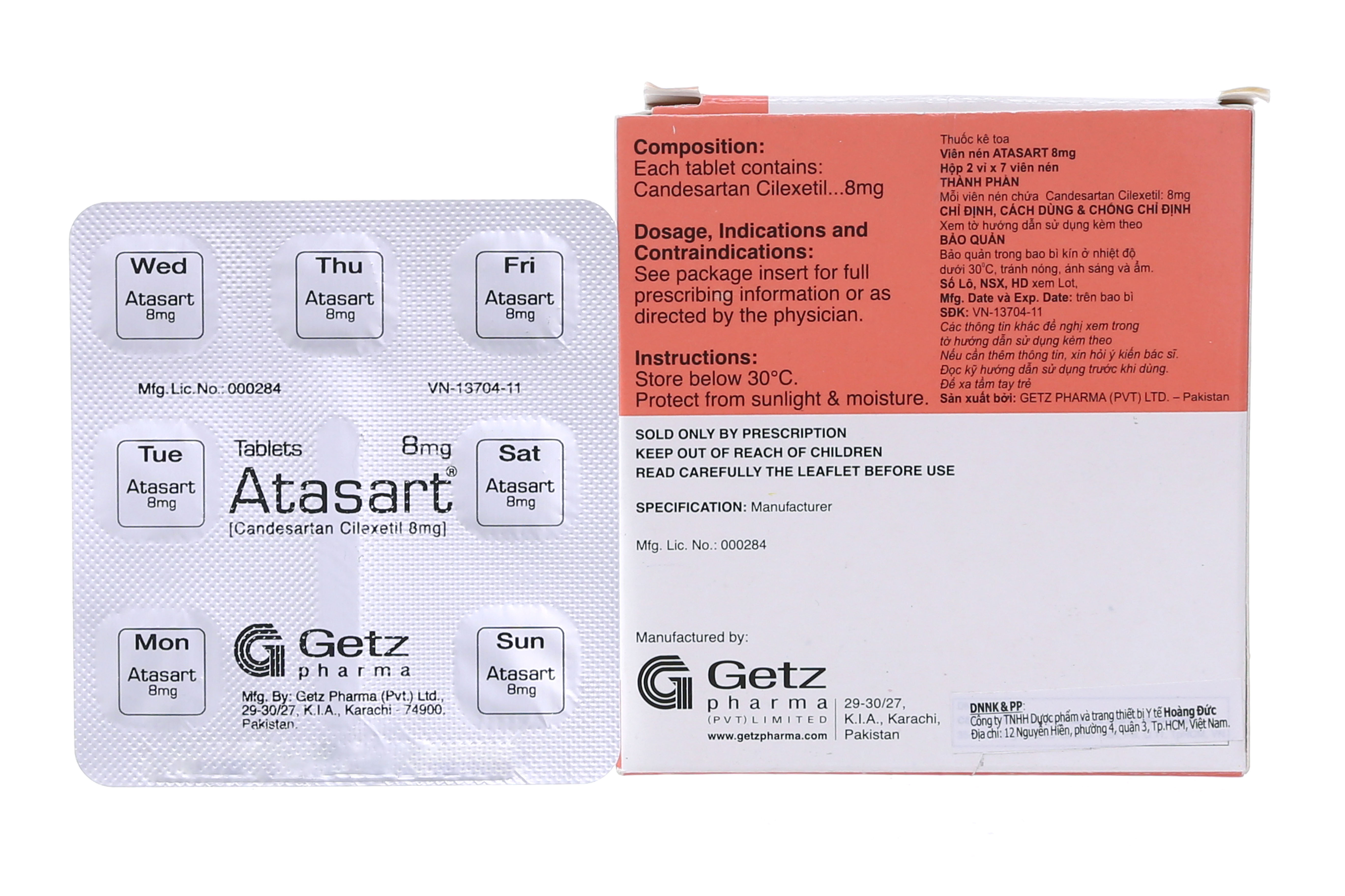Atasart Tablets 8mg trị tăng huyết áp