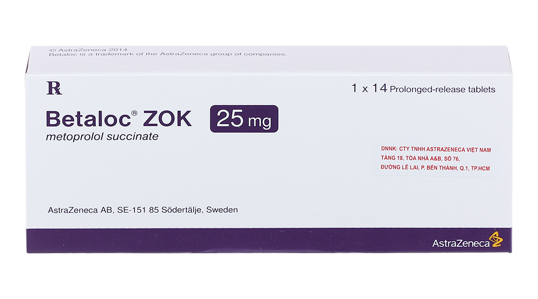 Betaloc ZOK 25mg trị tăng huyết áp, đau thắt ngực