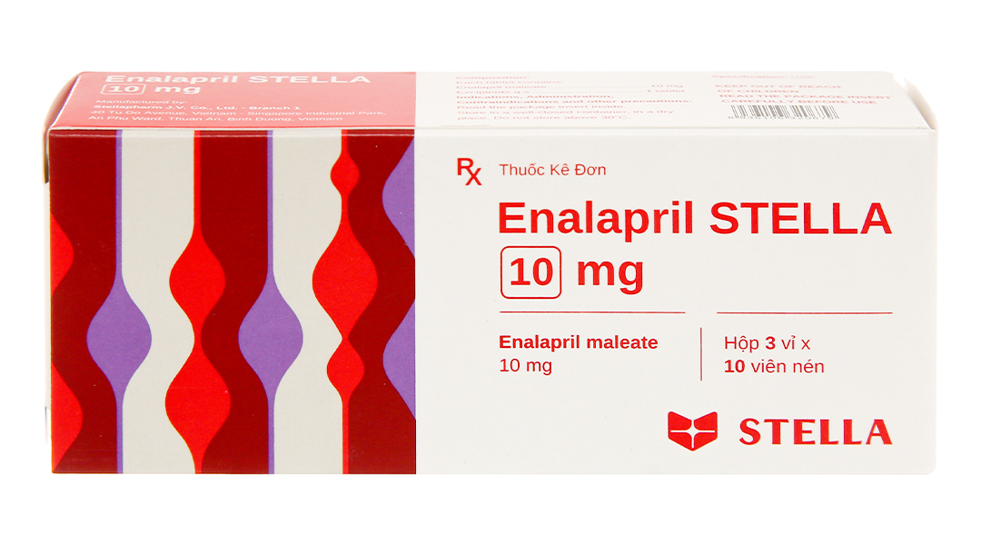 Enalapril Stella 10mg trị tăng huyết áp, suy tim