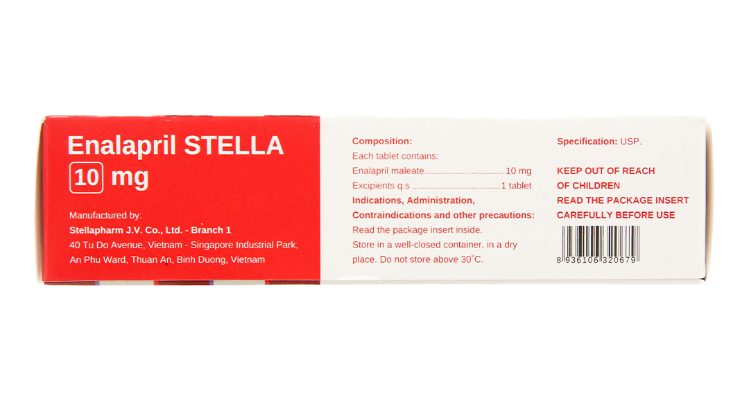 Enalapril Stella 10mg trị tăng huyết áp, suy tim