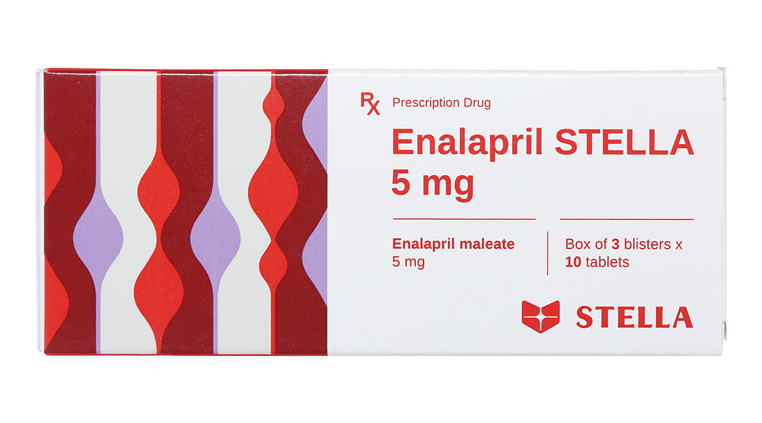 Enalapril Stella 5mg trị tăng huyết áp, suy tim (3 vỉ x 10 viên) chính  hãng, giao nhanh trong 2 giờ - 02/2023|Nhathuocankhang.com