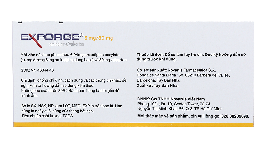 Exforge 5mg/80mg trị tăng huyết áp