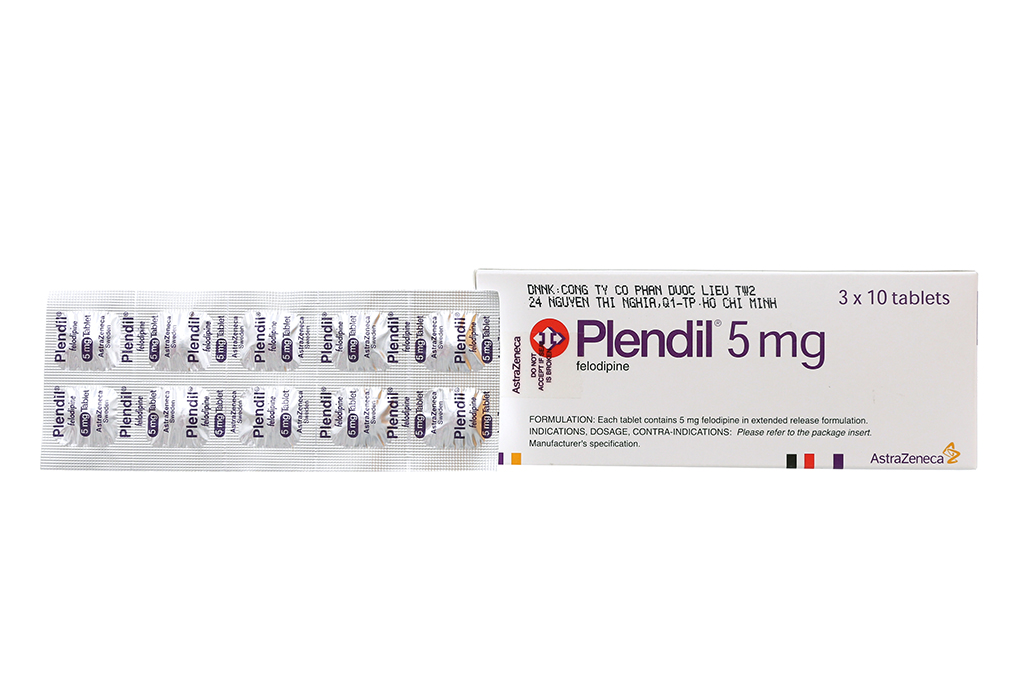 Plendil 5mg trị tăng huyết áp, đau thắt ngực