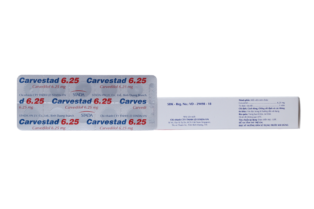 Carvestad 6.25 trị tăng huyết áp, đau thắt ngực