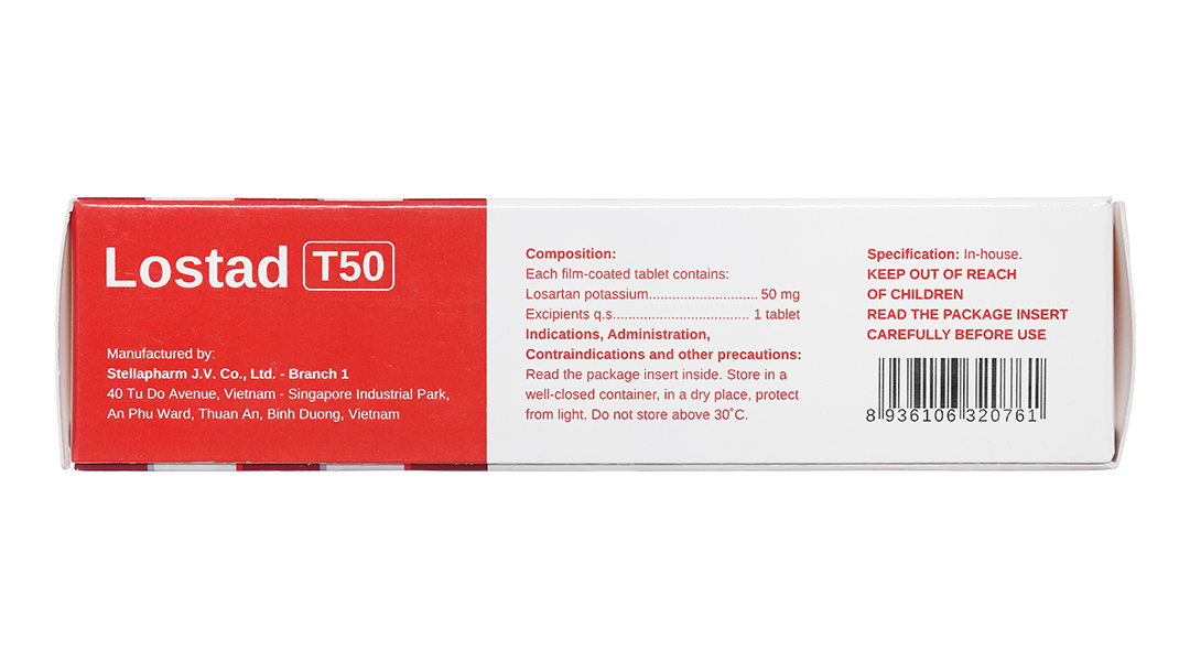 Lostad T50 trị tăng huyết áp, suy tim