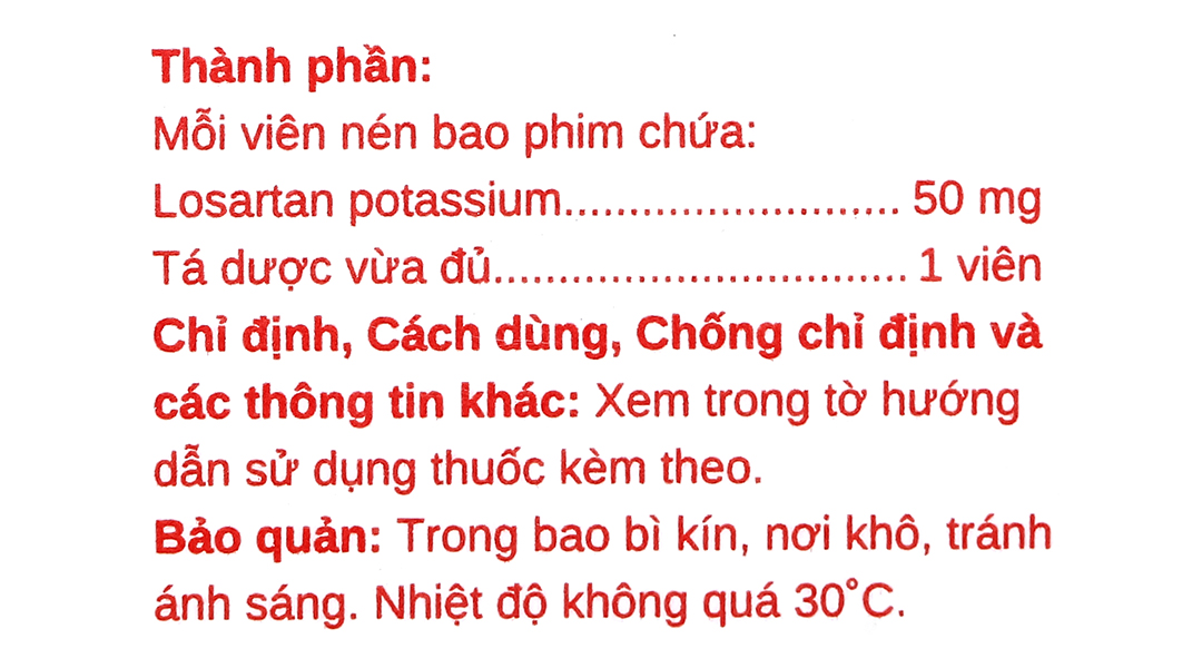 Lostad T50 trị tăng huyết áp, suy tim