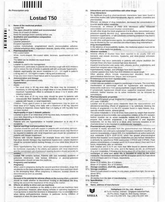 Lostad T50 trị tăng huyết áp, suy tim