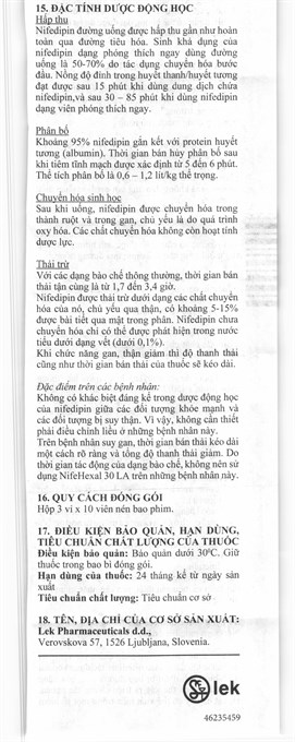 NifeHEXAL 30 LA trị tăng huyết áp, dự phòng trị đau thắt ngực (3 vỉ x 10 viên) - 13