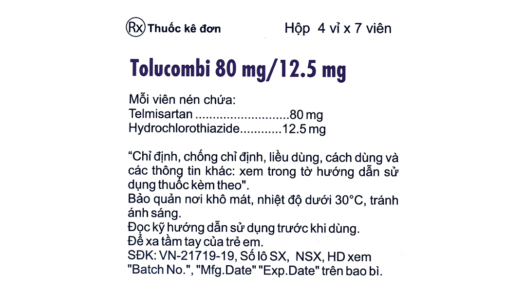 Tolucombi Tablets 80mg/12.5mg trị tăng huyết áp