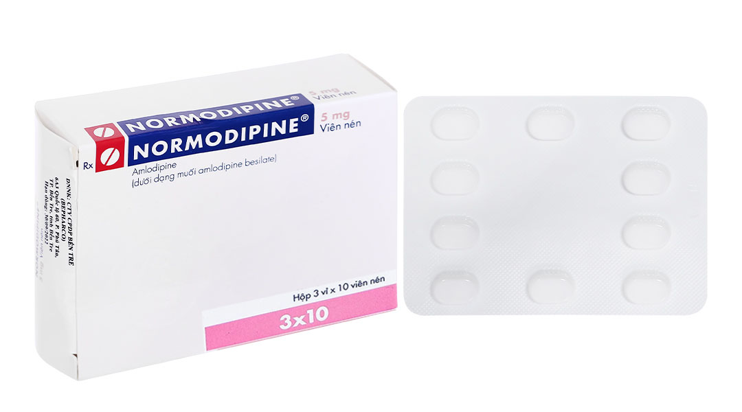 Normodipine 5mg trị tăng huyết áp, đau thắt ngực