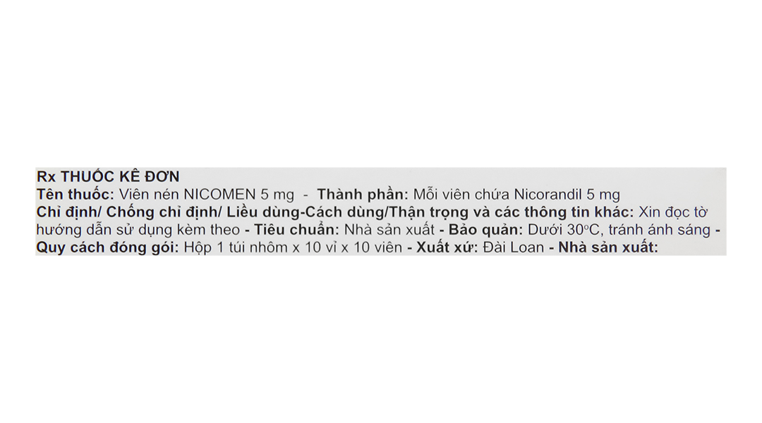Nicomen 5mg trị đau thắt ngực