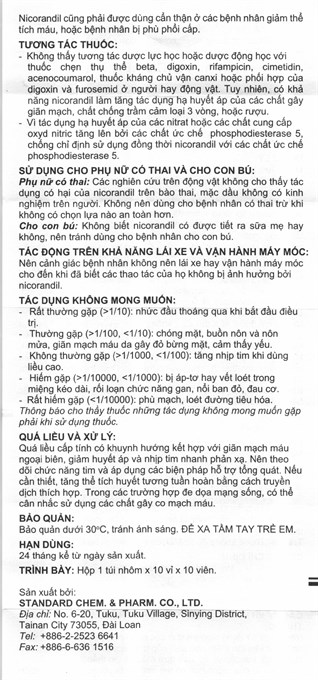 Nicomen 5mg trị đau thắt ngực