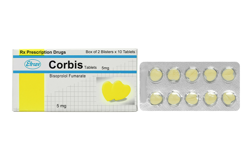 Corbis Tablets 5mg trị tăng huyết áp, đau thắt ngực