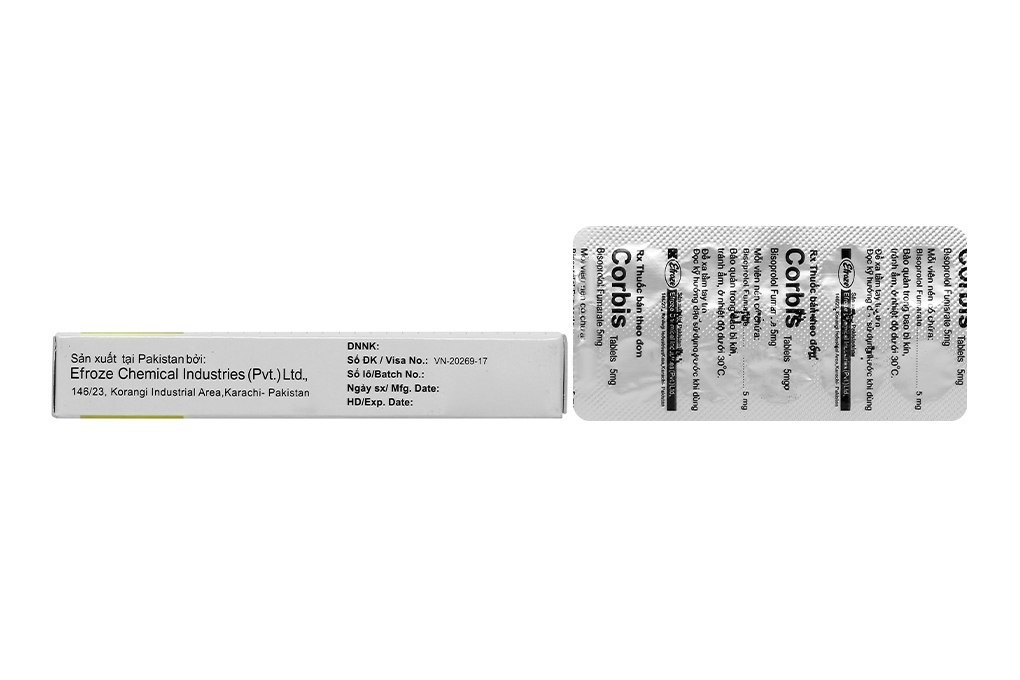 Corbis Tablets 5mg trị tăng huyết áp, đau thắt ngực