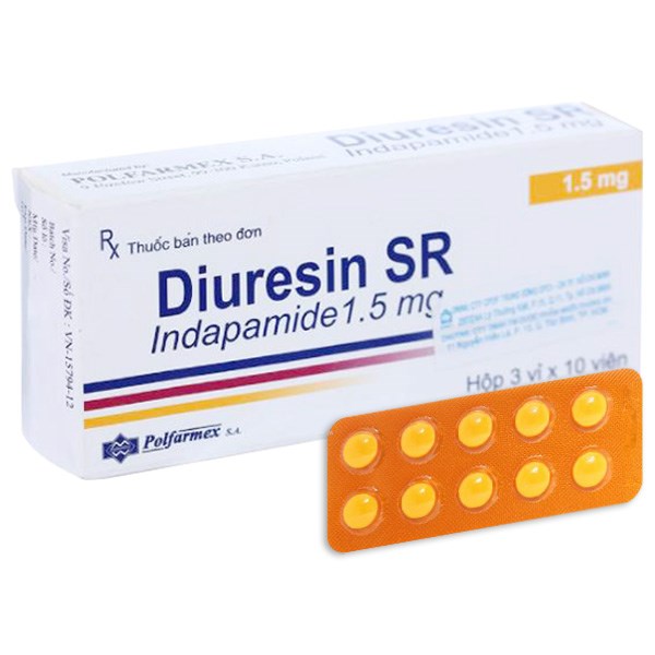Diuresin SR 1.5mg trị tăng huyết áp, phù do suy tim (3 vỉ x 10 viên ...