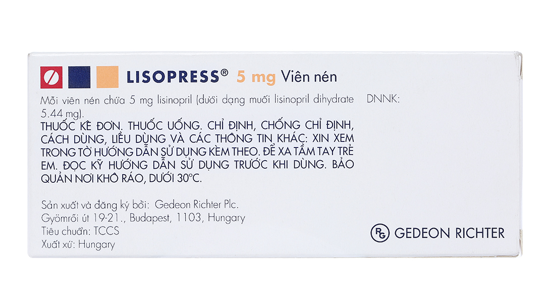 Lisopress 5mg trị tăng huyết áp, suy tim