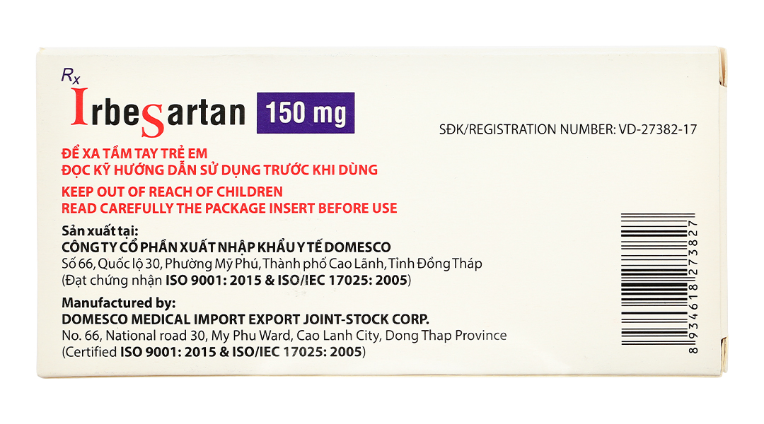 Irbesartan Domesco 150mg trị tăng huyết áp