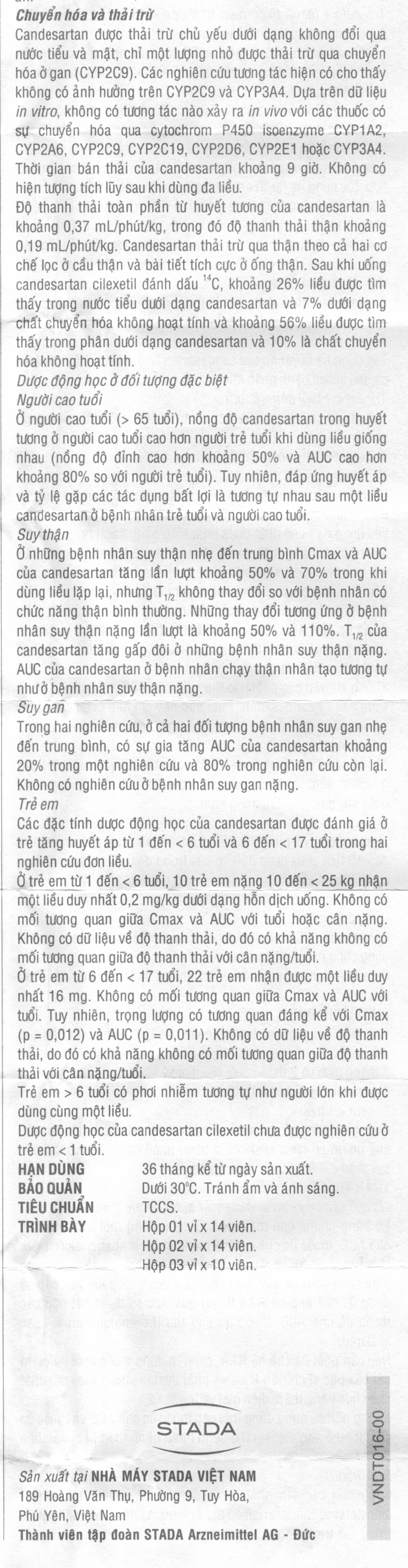 Candesartan Stada 8mg trị tăng huyết áp