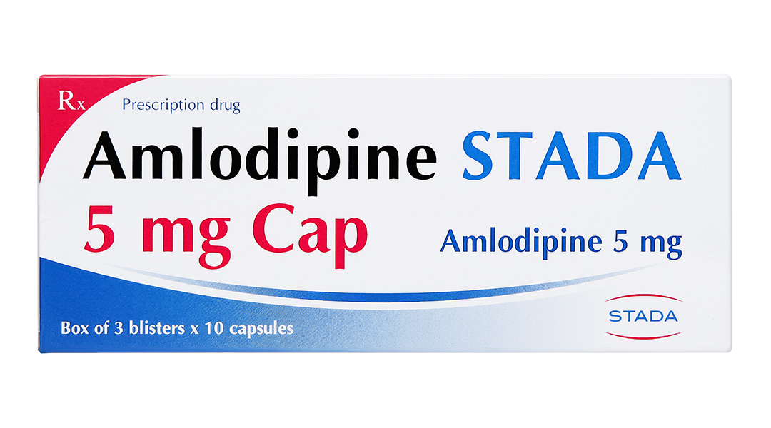 Amlodipine Stada 5mg trị cao huyết áp, đau thắt ngực