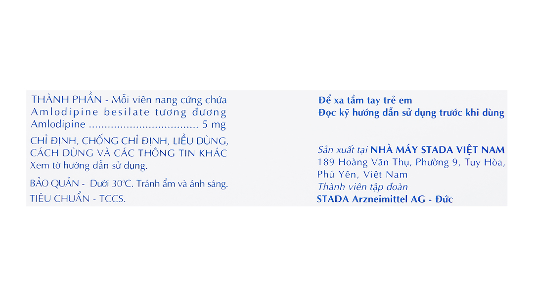Amlodipine Stada 5mg trị cao huyết áp, đau thắt ngực