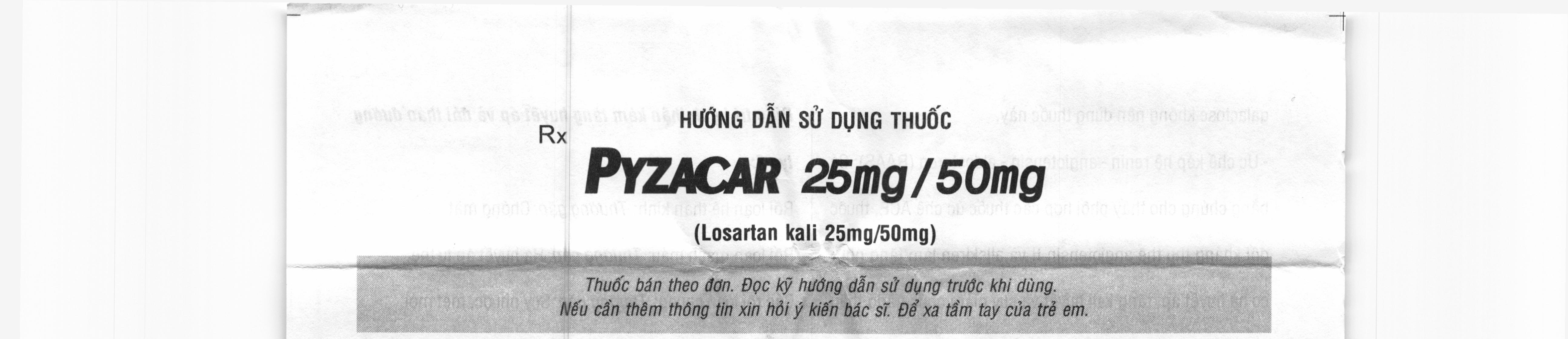 Pyzacar 25mg trị tăng huyết áp, suy tim mạn tính